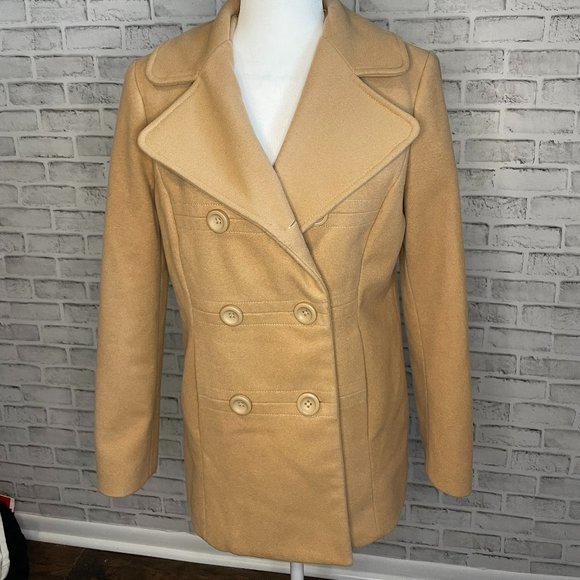 Gap Wool Pea Coat Tan Size Medium - Picture 1 of 5
